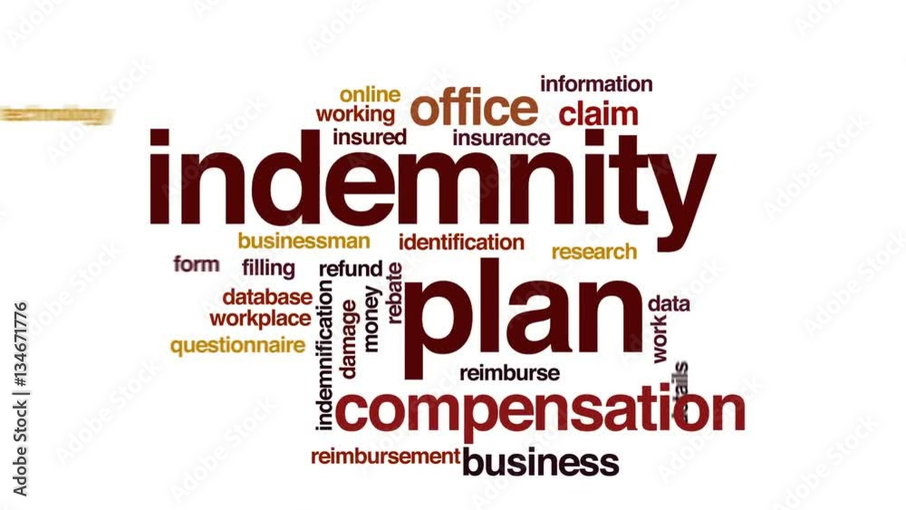 Indemnity plan animated word cloud, text design animation. Indemnity plan animated word cloud, text design animation.
