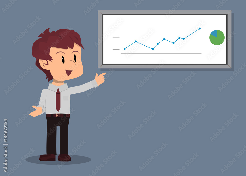 Empleado mostrando gráfica en ascenso en junta de negocios Empleado mostrando gráfica en ascenso en junta de negocios