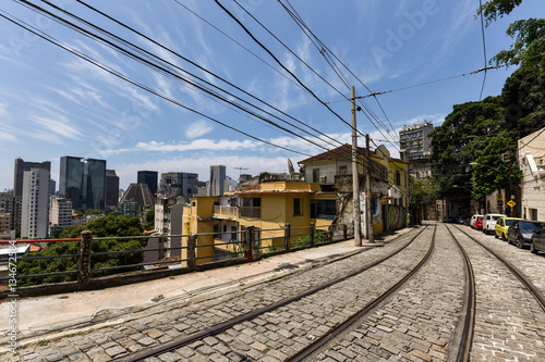 Street in Santa Teresa Neighborhood With the View of Rio de Janeiro City Financial Center Buildings