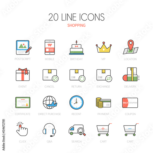 Shopping Line Icon Set