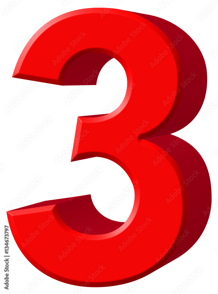 Numeral 3, three, isolated on white background, 3d render Numeral 3, three, isolated on white background, 3d render