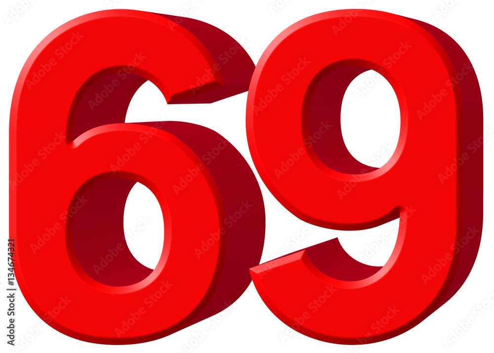 Numeral 69, sixty nine, isolated on white background, 3d render Numeral 69, sixty nine, isolated on white background, 3d render