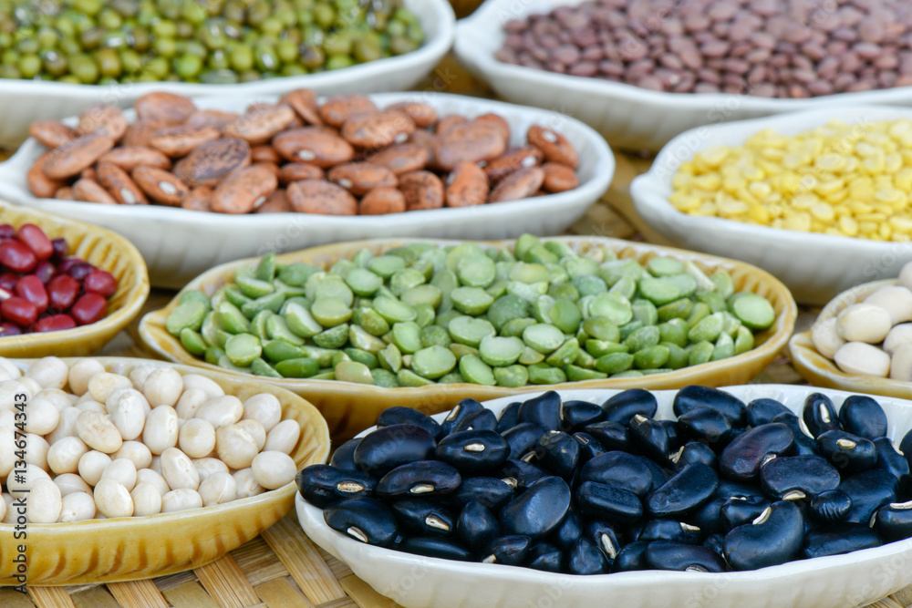 Prepared black bean and many legumes for cooking Prepared black bean and many legumes for cooking