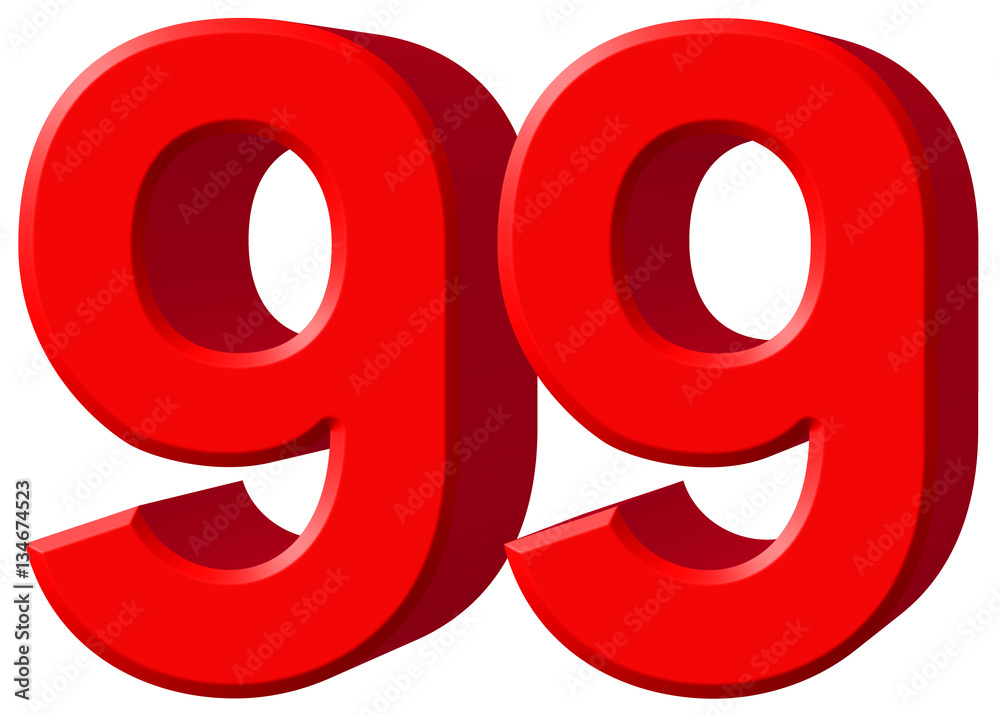 Numeral 99, ninety nine, isolated on white background, 3d render Numeral 99, ninety nine, isolated on white background, 3d render