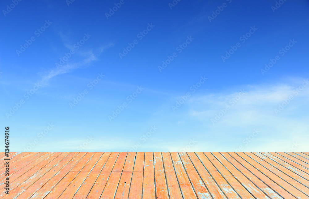 Balcony wood in front of the sky