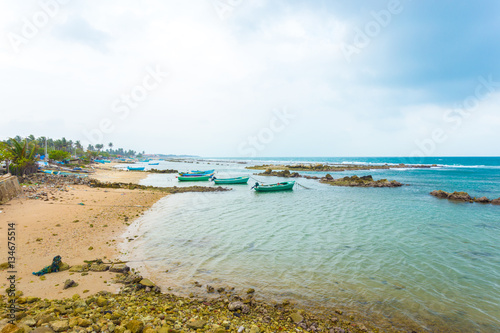 Fototapeta Naklejka Na Ścianę i Meble -  Jaffna Point Pedro Fishing Boats Coast Ocean H