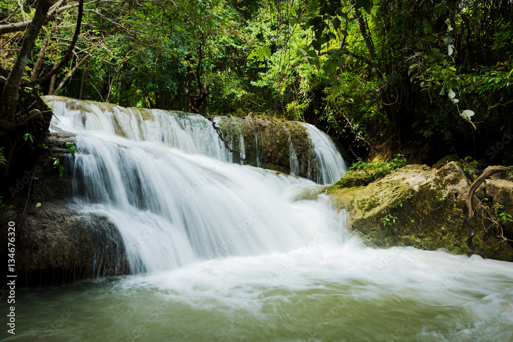 Huay Mea Kamin Waterfall, Located Kanchanaburi Province, Thailand Huay Mea Kamin Waterfall, Located Kanchanaburi Province, Thailand