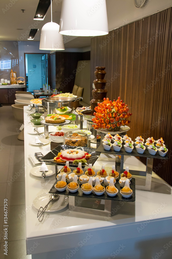  Dessert corner at a buffet restaurant