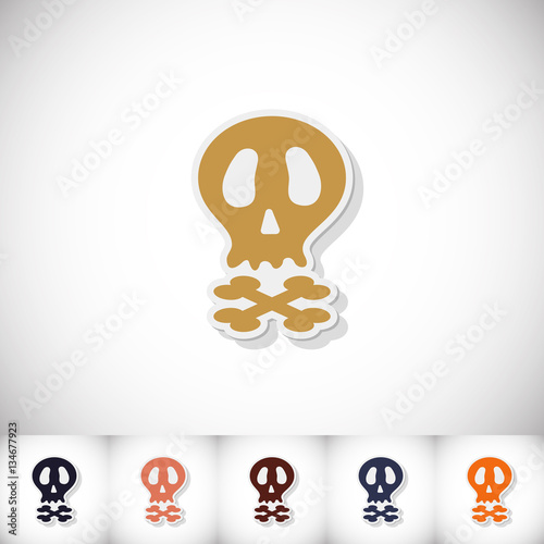 Skull. Flat sticker with shadow on white background