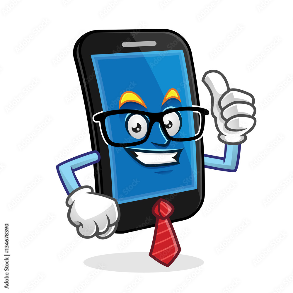 business man smartphone character, vector of cellphone mascot, mobile phone  cartoon Stock Vector | Adobe Stock