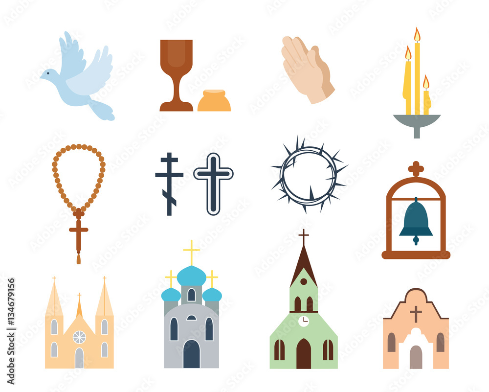 Fototapeta premium Religion icons vector illustration.
