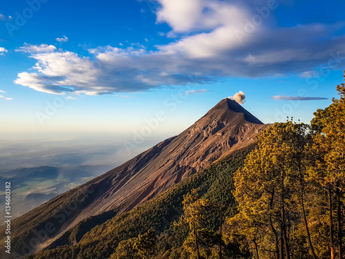 Fuego erupts ,view from Acatenango trekking trail 