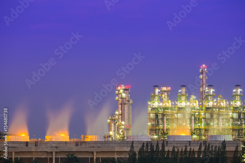 Oil refinery industrial plant with sky