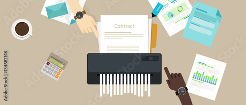 contract failure agreement cancelation broken paper shredder company business no deal