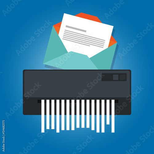 delete remove spam email trash message paper shredder