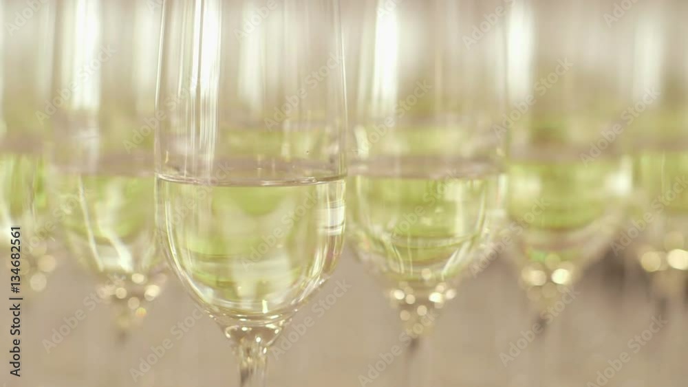 Many glasses of champagne on new year party Many glasses of champagne on new year party