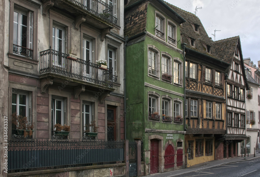 Typical street of the old town of Strasbourg
