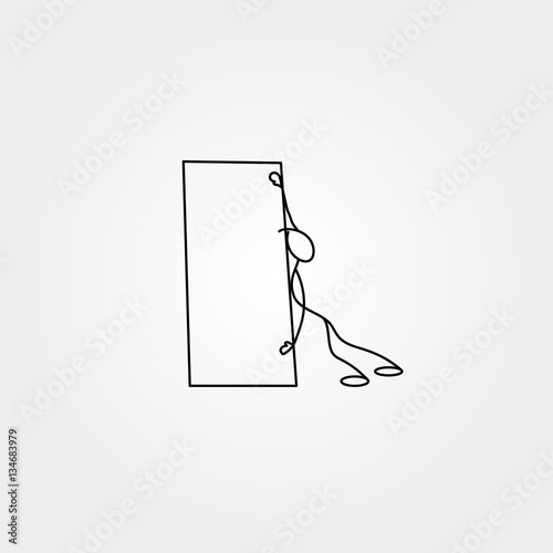 Cartoon icon of sketch stick bisiness figure in cute miniature scenes.