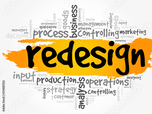 REDESIGN word cloud, business concept background