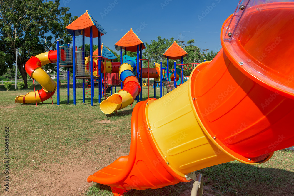 Modern children playground in park