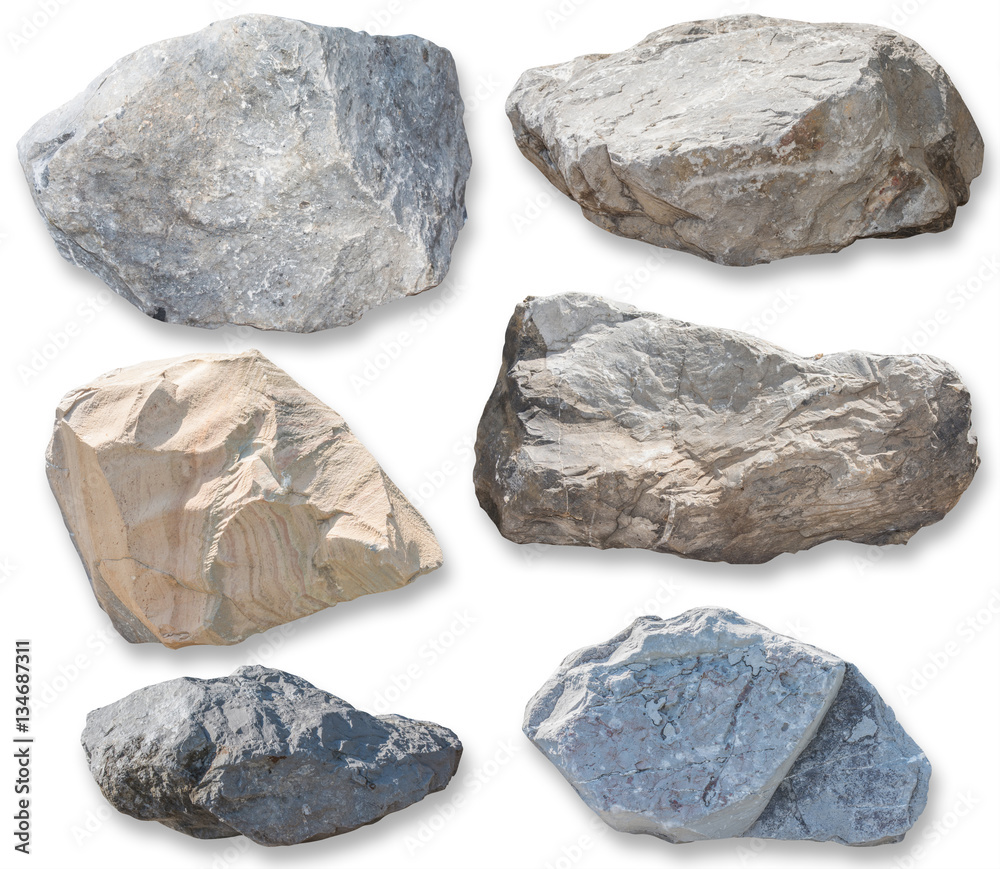 Stones set isolated on white background. clipping path Stones set isolated on white background. clipping path