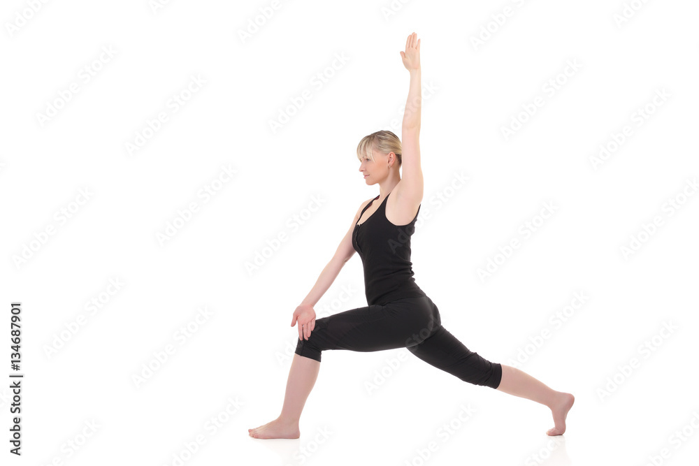 young yoga female doing yogatic exercise