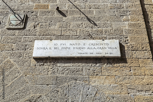 Inscription at Dante's House in Florence, Italy 