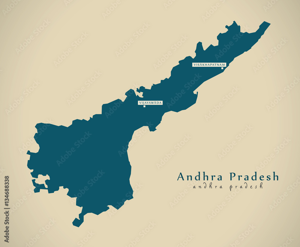 Modern Map - Andhra Pradesh IN India federal state illustration