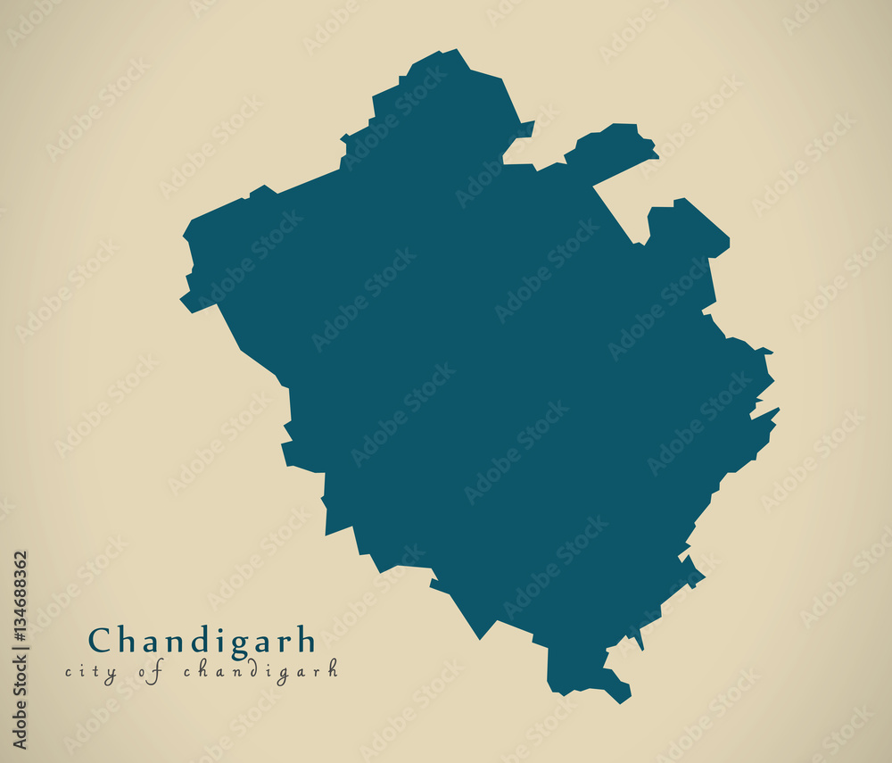 Modern Map - Chandigarh IN India federal state illustration