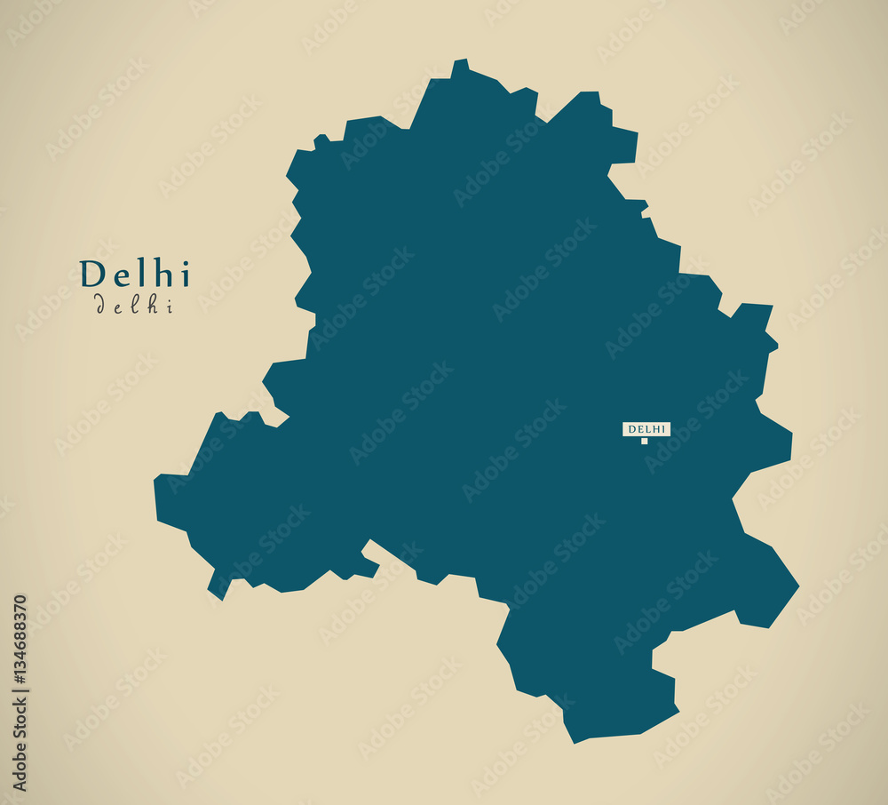 Modern Map - Delhi IN India federal state illustration