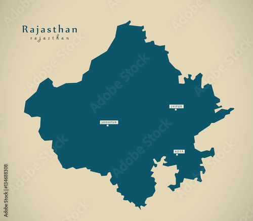 Modern Map - Rajasthan IN India federal state illustration