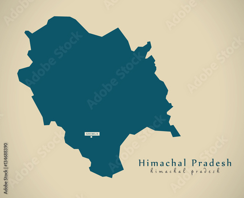 Modern Map - Himachal Pradesh IN India federal state illustratio