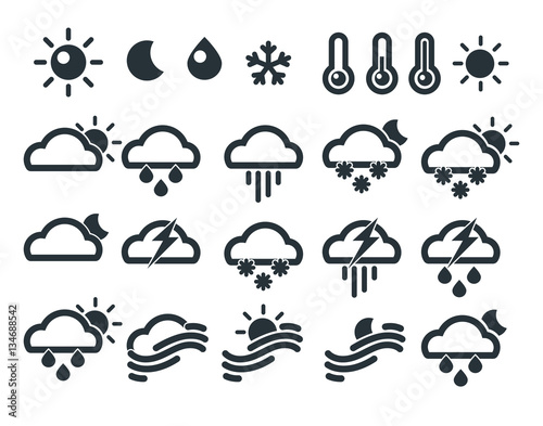 Set of weather widget icons. Meteorology concept.