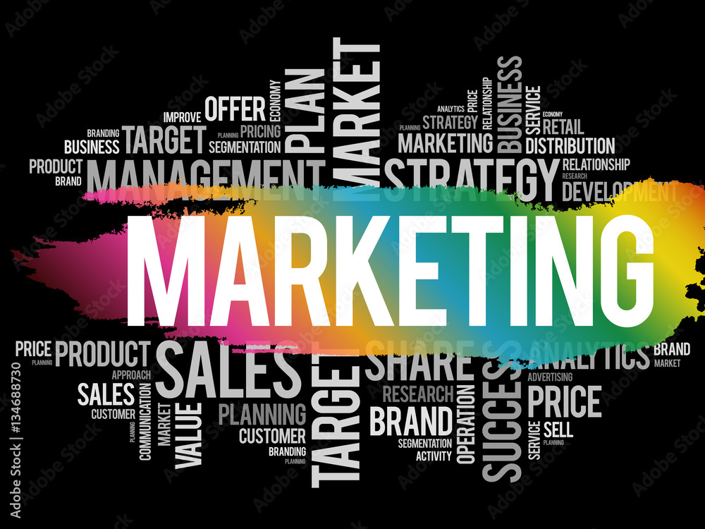 Marketing word cloud collage, business concept background Marketing word cloud collage, business concept background