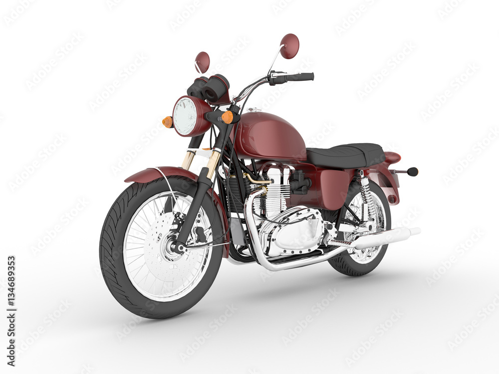 Fototapeta premium 3D illustration vinous isolated classic motorcycle.