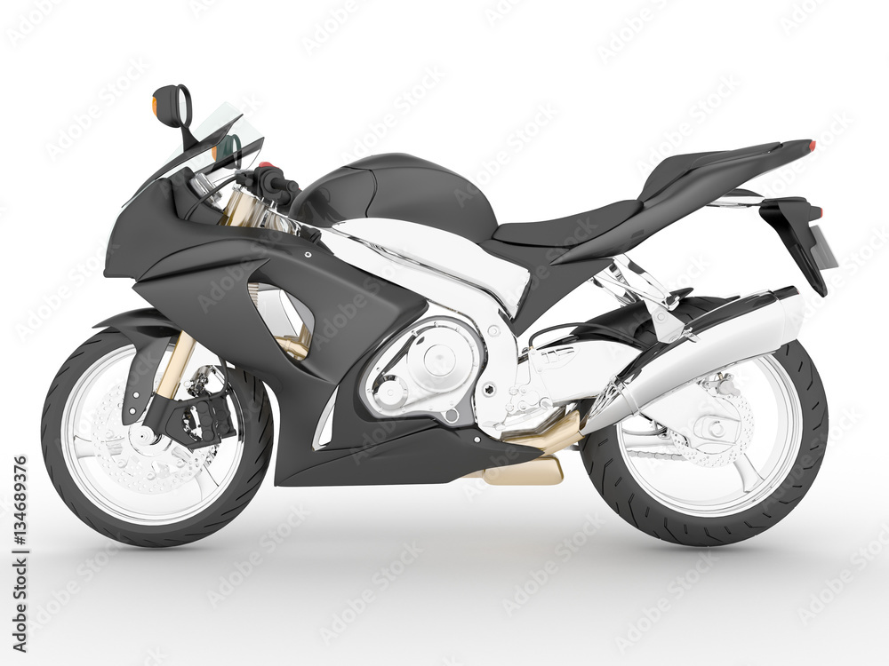 3d rendering sport black gray motorcycle isolated on a white background. 3d rendering sport black gray motorcycle isolated on a white background.