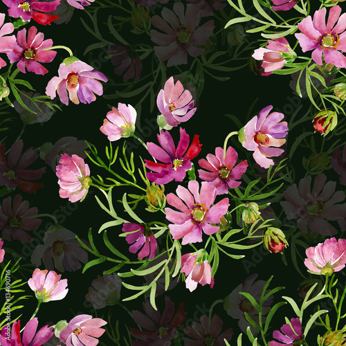 Seamless pattern garden flowers 