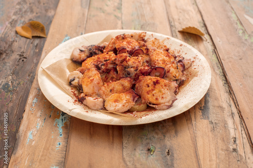 Octopus with paprika, typical Spanish dish