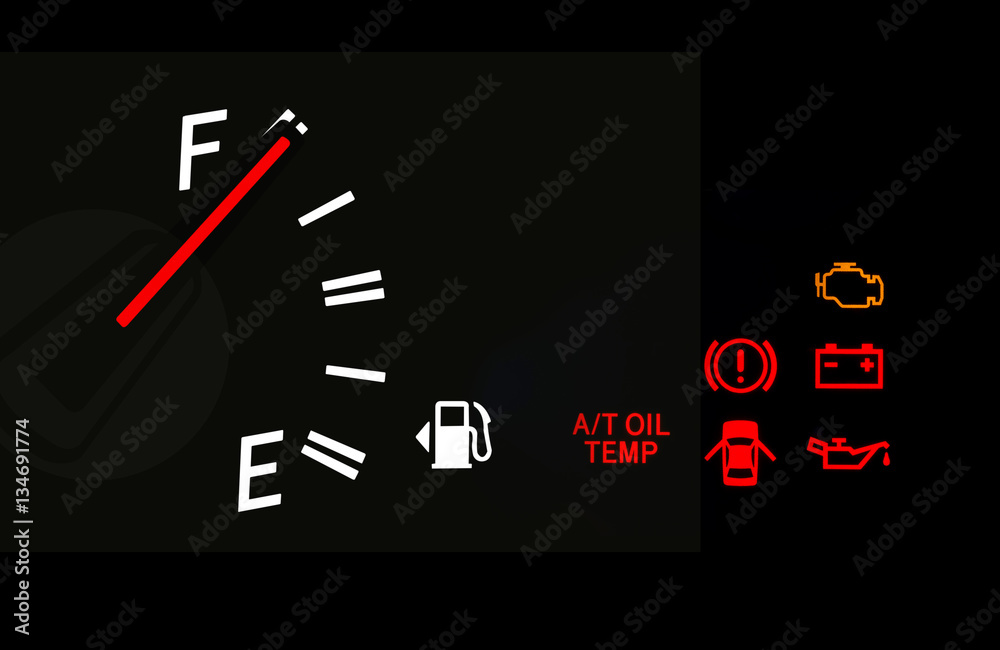 Fuel gauge and Car dashboard signs Fuel gauge and Car dashboard signs