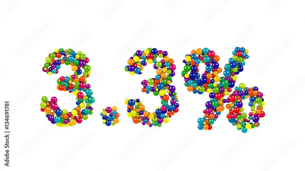 Colorful festive 3.3 percent numbers and icon Colorful festive 3.3 percent numbers and icon