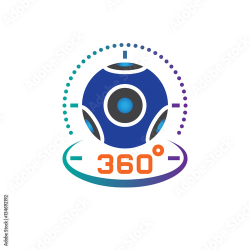 360 degree panoramic video camera icon vector, virtual reality device solid logo illustration, pictogram isolated on white