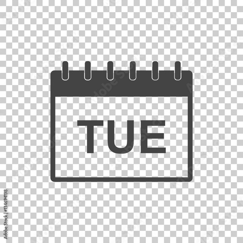 Tuesday calendar page pictogram icon. Simple flat pictogram for business, marketing, internet concept. Trendy modern vector symbol for web site design or mobile app