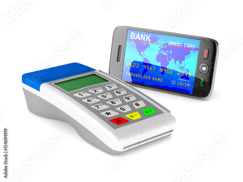Payment by phone on white b...