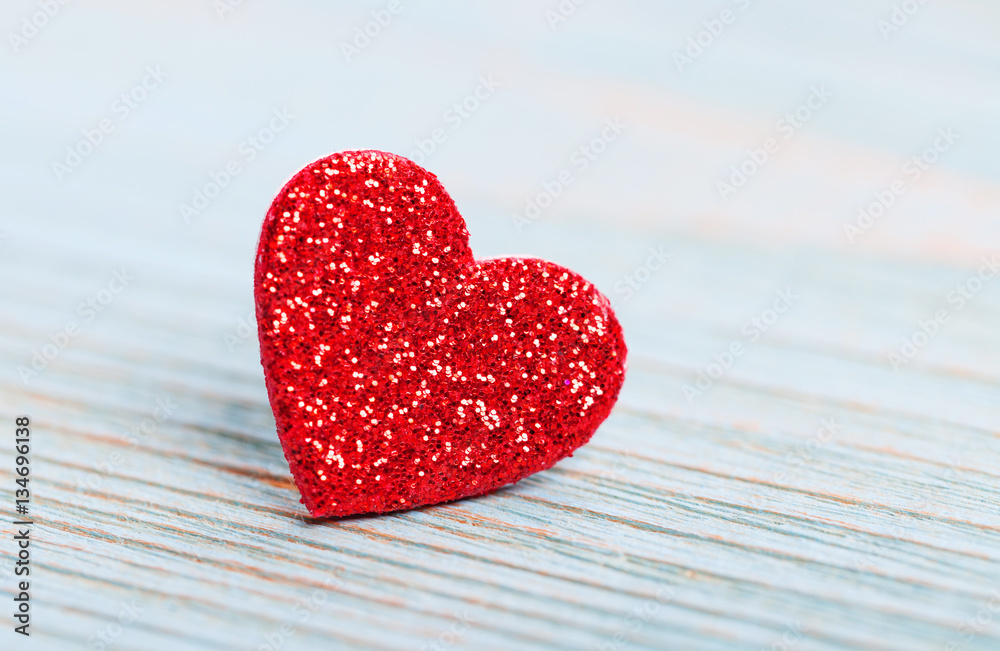 Fototapeta premium Photo frame or gift card with valentines heart shaped ribbon ove