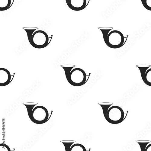 Hunting horn icon in black style isolated on white background. Hunting pattern stock vector illustration.