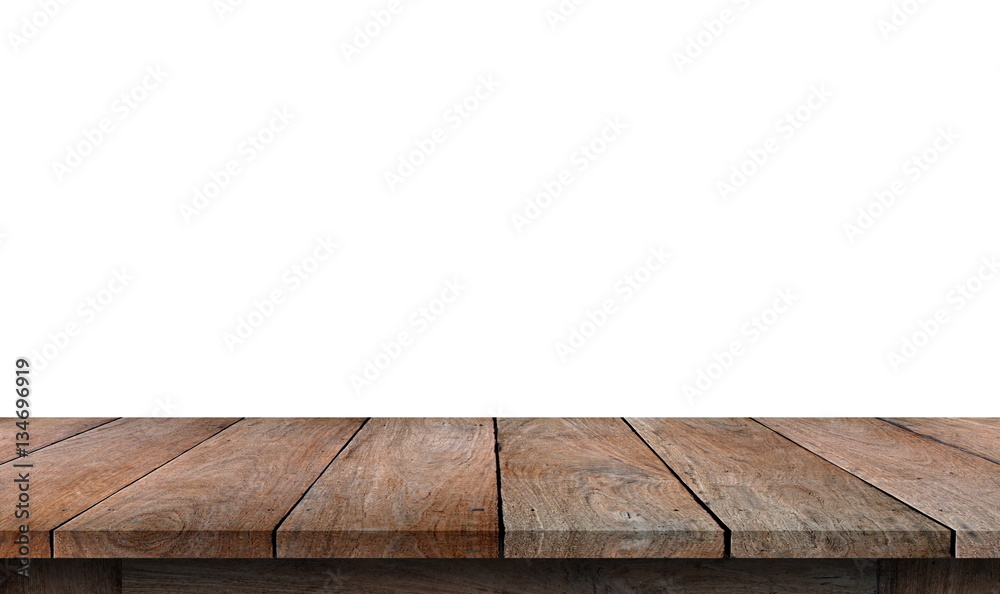Fototapeta premium Old Wood table isolated on white background.