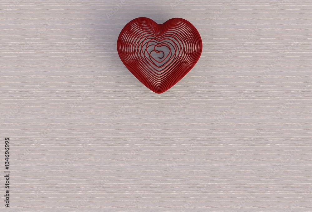 Heart on wood table, 3D rendering Heart on wood table, 3D rendering