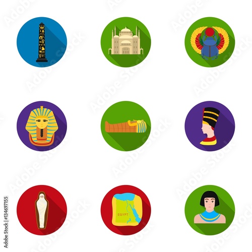 Ancient Egypt set icons in flat style. Big collection of ancient Egypt vector symbol stock illustration