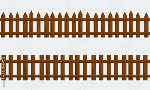 Wooden Farm Fence. Vector with flat and solid color
