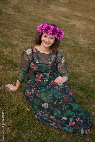 Beautiful curvy girl with a flower crown